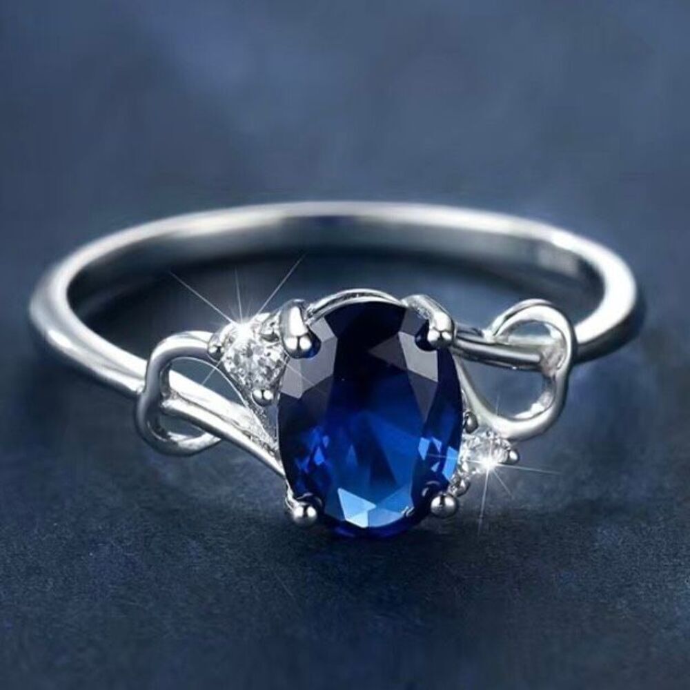 ARU Brilliant Blue Zircon & Sterling 925 Silver Sz 7 Ring